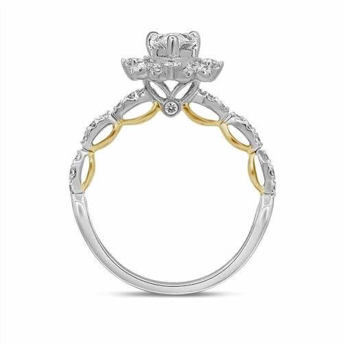 Ritika Pear & Round Cut White Diamond 925 Sterling Silver 14K Two-Tone Gold Over Diamond Vintage Style Teardrop Engagement Ring for Women2