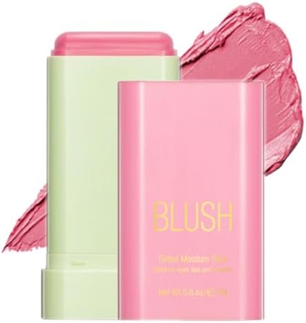 Mysense Pink Cream Blush Stick, Multi-use Makeup Blush Stick for Cheeks Lips Eyes, Solid Moisturizer Stick Blush Makeup Natural Matte Finish Waterproof Long-Lasting, 01 Shy Pink