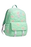 Mochila Feminina de Poliéster Estampada Borboleta Colorida 43x28cm com Zíper Duplo Ideal para Escola Faculdade Uso Diário Jovens Leve Reforçada Estilo Casual Moderno (Verde)