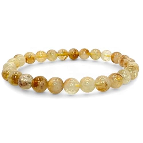 Image of Natural Citrine Crystal Bracelet for Men & Women - Certified Yellow Gemstone Beads for Wealth Abundance Positive Energy and Healing Jewelry