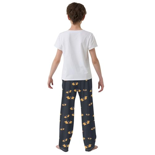 Boys' Pants Black Yellow Doodle Bats Long Bottoms Jogger Pants Elastic Waist Trousers with Pockets S-XL3