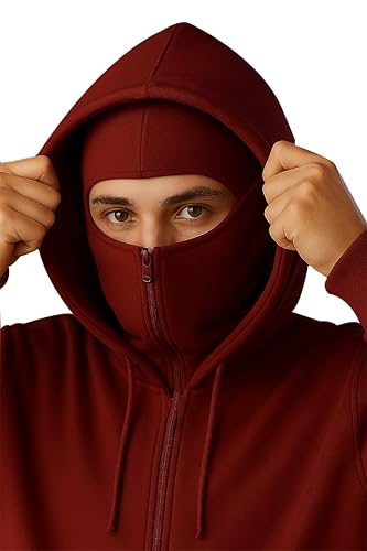 Image of JUGULAR Men's Cotton Solid Hooded Neck Full Sleeve with Mask Sweatshirt