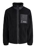 JACK & JONES Chaqueta de piel de peluche para hombre, Negro, M