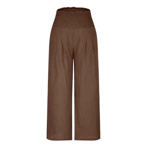 High Cut Flare Wide Leg Trousers Pants for Women Summer Fall Linen Loose Fit Trousers Pants Women 20252