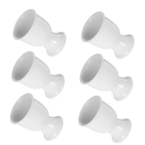 Frcolor 6個 白磁製エッグホルダー 朝食用ゆで卵スタンド 冷蔵庫収納対応 セラミック製卵オーガナイザー テーブル飾り パーティー用食器