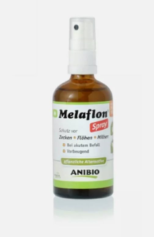 Anibio Melaflon Spray 100ml | Ungezieferbekämpfung für die direkte Anwendung auf dem Tier | auch zur Anwendung bei Jungtieren | für Hunde und Katzen