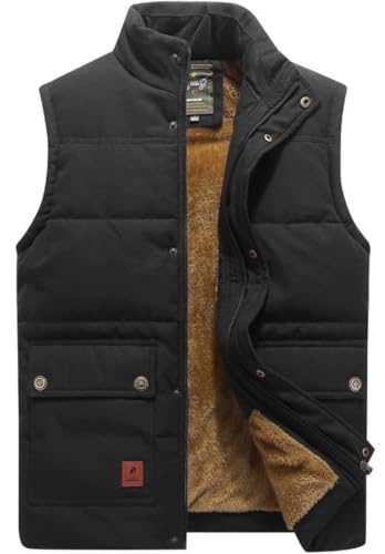 Image of VtuAOL Men's Outerwear Vest for Men Winter Puffer Vests Fleece Lined Outdoor Warm Sleeveless Jackets