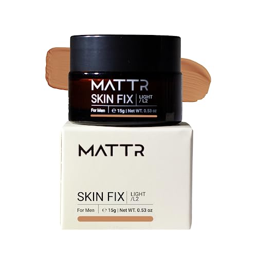 MATTR Skin Fix - Cosmetic Solutions for Men - Concealer & Skin Balancing Formula for Uneven Complexions - Cover Fine Lines, Under-Eye Bags, Blemishes - Vegan Makeup - Travel-Size Jar - 15g (L2)