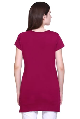 Image of Women Printed Cotton Tshirt with Side Slits & Pocket