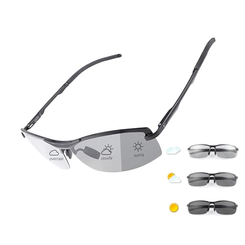 Image of Men's Fashion Driving Photochromic Polarized Sunglasses for Men - Al-Mg metal Ultralight Frame