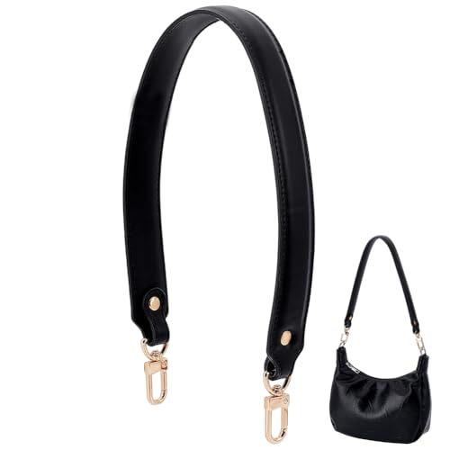 Poignée de sac à main en cuir noir et finitions dorées pour une allure chic