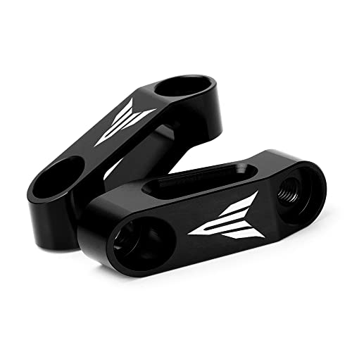 Blzrato CNC Mirror Risers Extenders Compatible with Yamaha MT Series (MT-03 MT-07 MT-09 MT-10 All Years), Motorcycle Rear View Mirror Adapter Extension Kit Accessories (black)