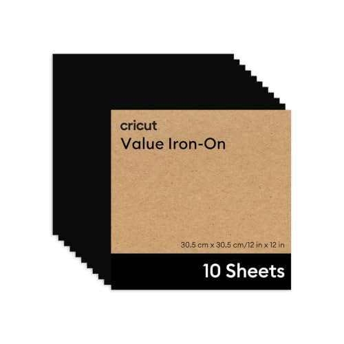 Image of Cricut Value Iron-On, Black - 12 in x 12 in (10 ct)