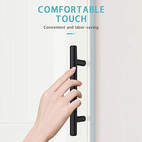 SPDYCESS 10 Pack T Bar Handle, Brushed Cabinet Door Handles Hardware Stainless Steel for Kitchen Cupboards Drawer Furniture Pull Handles Hole Centers 128mm Black