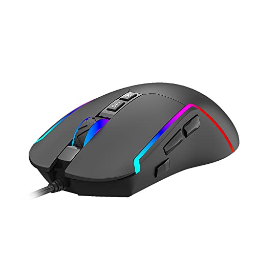 Image of Ant Esports GM330 RGB Optical Wired Gaming Mouse - Black, Multicolor Backlit Lighting, 12800 DPI Optical Sensor, Light Weight and Flexible Braided Cable