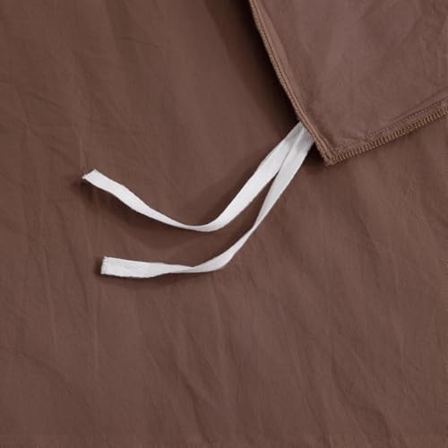 NEXHOME PRO Queen Duvet Cover Set 100% Certified Organic Cotton with Washed Feel & Linen-Like Texture, Comfortable & Breathable, Home Bedding Set Dark Brown (No Comforter) by NEXHOME PRO - Used condition - Image 8