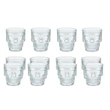 Gissed Set 12 Vasos de Chupito Calavera, 40 ml, Cristal Transparente, Aptos para Lavavajillas, Ideales para Fiestas
