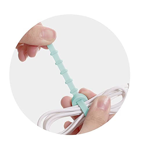 Aeoss Reusable Silicone Ties Headset Data Line Wire Cable Ties Green Self-Locking Binder Bag Zip Hair Ring, Self-Locking Cable Wire Ties for Home and Office (Set of 15)