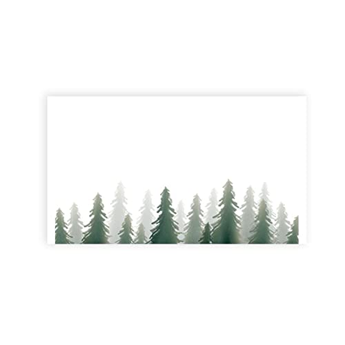 Andaz Press Watercolor Pine Trees Woodland Forest Place Cards for Wedding Party Tables, Seating Name Place Cards for Holders, Premium Design, Wedding Decorations, 60 Pack, 2 x 3.5 Inches