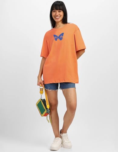 Image of JUNEBERRY 100% Pure Cotton, Pack of 2,Round Neck, Oversized Loose,Drop Shoulder,Graphic Printed, Half Sleeve T-Shirts for Women & Girls, in Different Colors, with Sizes Range from S to 2XL.