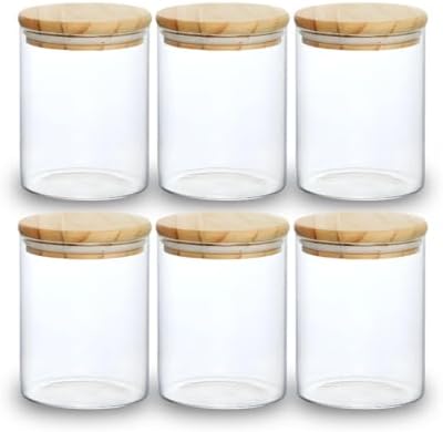 Kit 06 Potes de Mantimentos Herméticos 300ml Pote Redondo de Vidr...