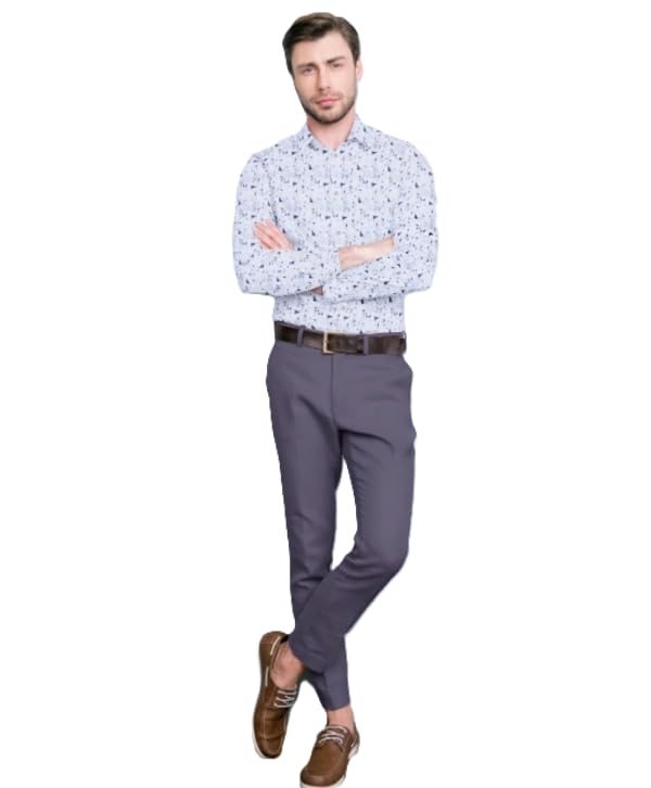 Men's Unstitched Shirt (1.60m) and Trouser (1.20m) Fabric Combo pack of 2, Navy Geometric Print shirt, light Navy Blue Trouser-image-29
