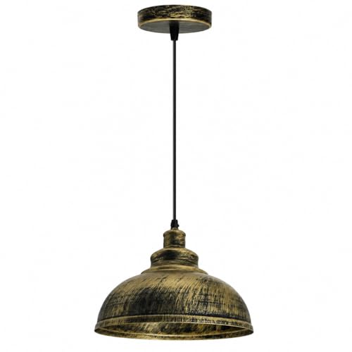 Image of LEDSone Vintage Curvy Dome Pendant Light 95cm Adjustable Hanging Ceiling Fixture Metal Brushed Brass for Homes, Restaurants, Cafes, Bars, Offices and Stylish Spaces