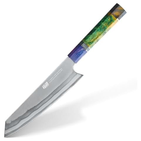 FINDKING 8 Inch Chef's Kiritsuke Knife, Professional Japanese Kitchen Knife for Skilled Cooks, 440C Steel Blade, Perfect for Chopping, Slicing, and Dicing (Iridescent Series) Cover