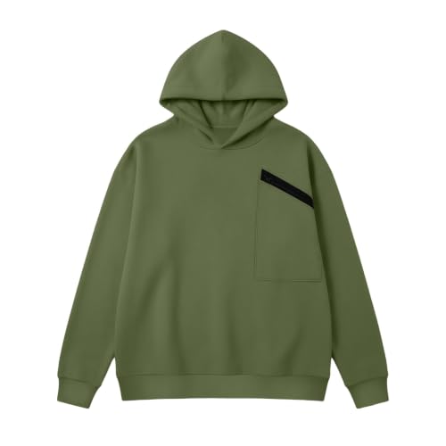 Mens Pullover Hoodie Chest Patch Zip Pocket Rib Cuffs Streetwear Sweatshirt - image 8