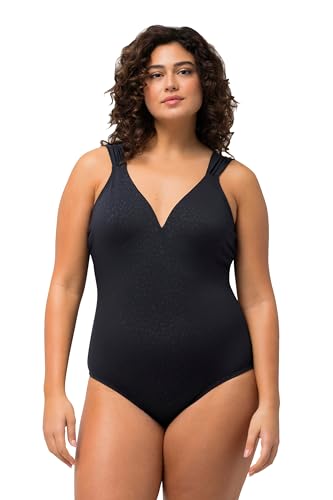 Ulla Popken Damen Jaquard-Leo Badeanzug, Marine, 54