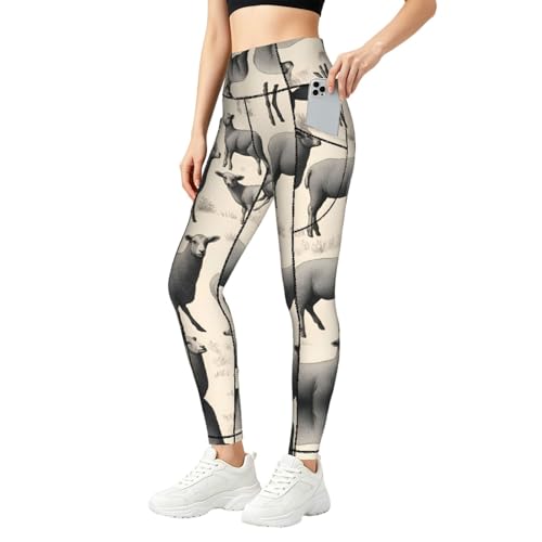 Ropa de gimnasio con estampado de oveja para mujer con control de abdomen