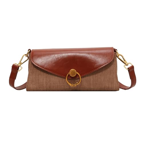 Sac à bandoulière téléphone portable femme mini pochette marron en polyuréthane