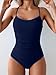 Eomenie Women's One Piece Swimsuit Tummy Control Slimming Bathing Suit Color Block Spaghetti Strap 1 Piece Swim Suit Swimwear