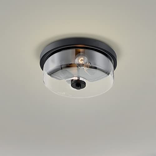 Image of Nuvo 60 /7268 Sommerset 2-Light Flush Mount Fixture with Clear Glass - Matte Black Finish