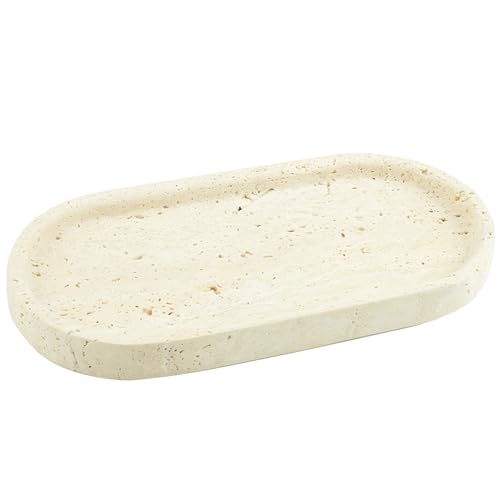 MOIYOBPM 100% Natural Marble Bathroom Vanity Tray Luxury Storage Stone Tray for Bathroom/Kitchen/Vanity/Dresser/Dessert Home Decor