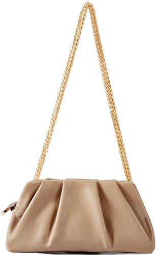 Image of Evening Bag for Women Ruched Clutch Purse Detachable Metal Chain Crossbody Bag