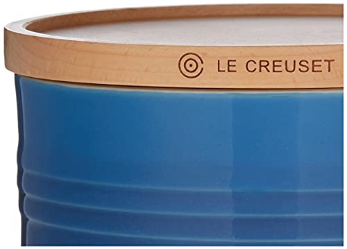 Le Creuset Stoneware Canister With Wood Lid, 23 Oz. (5.5" Diameter), Marseille #TOP2