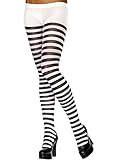 Fever Women’s Opaque Striped Tights, Black and White, One Size,5020570427613