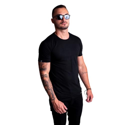 Camiseta Camisa Masculina 100% Algodão Slim Fit Lisa Básica Fio 30.1 (G, PRETO)