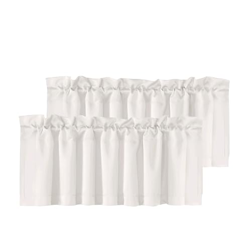 H.VERSAILTEX Blackout Kitchen Curtain Valances,Short Window Valance Curtains for Living Room/Bedroom/Bathroom Privacy Decorative Rod Pocket，2 Panels，52" W x 18" L, Solid in Ivory