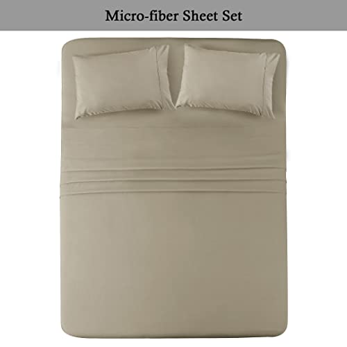 Ir Imperial Rooms Twin Sheet Set - 3 Piece Luxury Hotel Bedding Sheets & Pillowcases - Soft Brushed Microfiber Cooling Beige Bed Sheets Deep Pocket Up To 16 Inch Easy Fit Shrinkage And Fade Resistant #TOP2