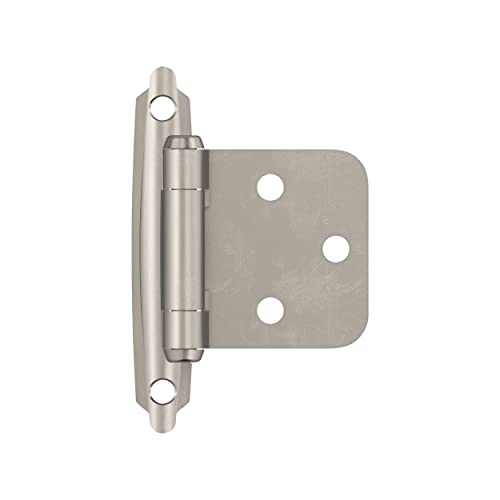 Amerock 1887612 Self-Closing Variable Overlay Hinge, 2-3/4 In L x 1/8 In H x 2 In W, steel, Satin Nickel Plated