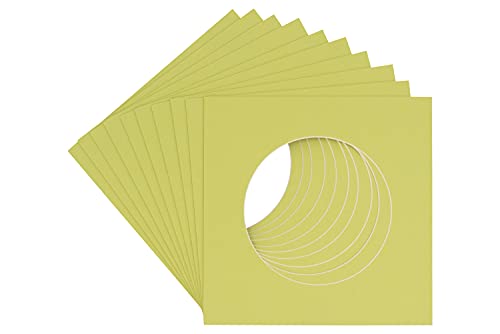 Pistachio Green Acid Free 16x16 Circle Picture Frame Mat with White Core Bevel Cut for 5x5 Pictures - Fits 16x16 Frame - Pack of 25 Matboard Show Kits With Acid Free Backings & Clear Bags