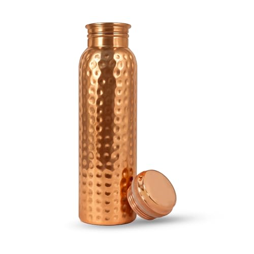 Image of Metallix Copper Water Bottle 1 Ltr | Copper Bottle for Men & Women | 100% Pure Copper | BPA Free & Leak Proof | Easy to Carry | Suitable for Yoga, School & Office (Hammered)