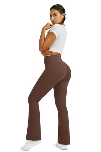 Image of Flare Leggings for Women with Pockets 2pack High Waisted Crossover Flare Leggings Bootcut Yoga Pants