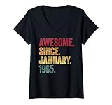 donna awesome since january 1965 57th birthday gift 57 years old maglietta con collo a v