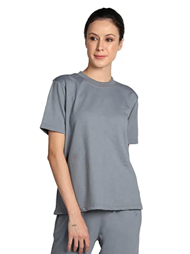 Image of CHKOKKO Women's Terry Cotton Loose Fit Half Sleeve Casual Style T-Shirt