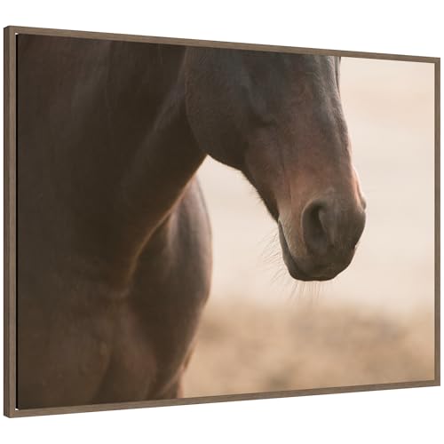 Kate and Laurel Framed Canvas Wall Art Print Dusty by Crystal Lynn Collins, 38 x 28 Sylvie Walnut Frame, Rustic Farmhouse, Animal Art for Wall Decor