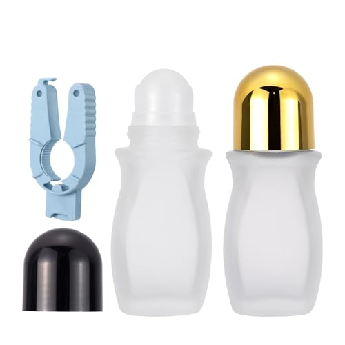 Kesell 50ml 2-Pack Glass Roller Bottles for Essential Oils