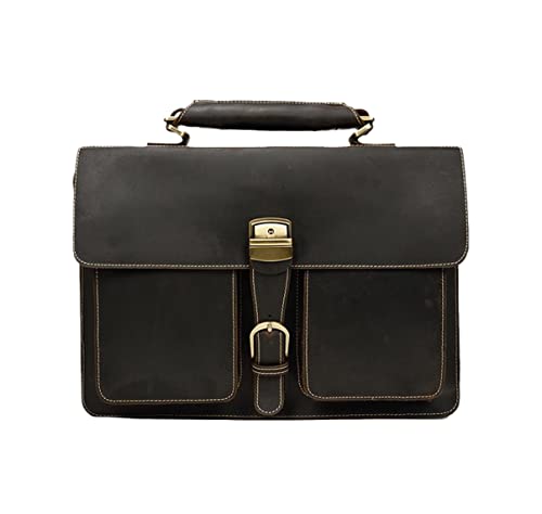 Sacoche vintage en cuir de vache pour ordinateur portable 15.6 pouces marron foncé de 41 cm